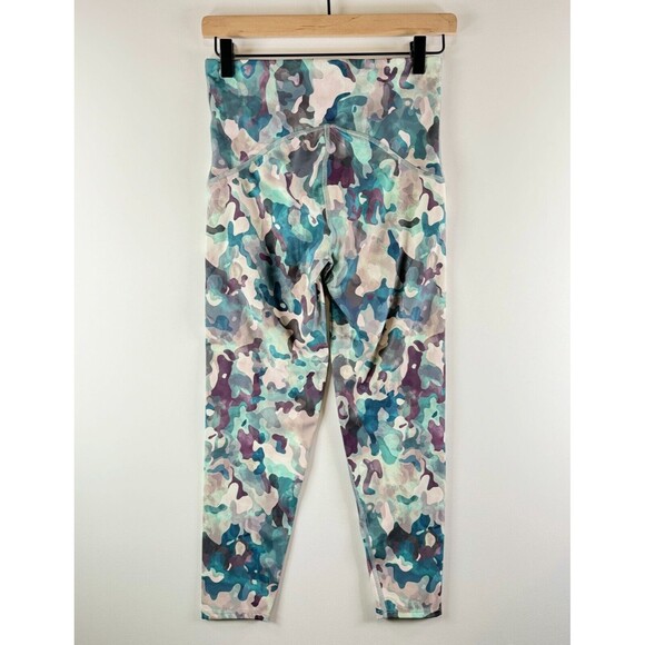 Spanx Womens Pants Green Painted Camo Leggings Elastic Waist Stretch Size Medium - Picture 3 of 8